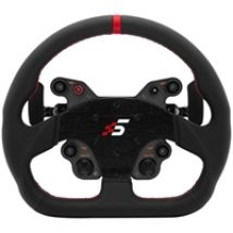 GT1-SD (Leather) Steering Wheel, musta/punainen