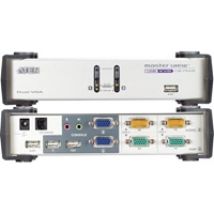 KVM-järjestelmäkytkin 1pääte - 2 konetta, USB, tuplanäytöt