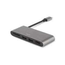 USB-C Multimedia-adapteri, harmaa/musta