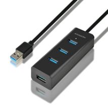 4-porttinen 3.2 Gen1 USB-A -hubi, lisävirralla, 1,2m, musta
