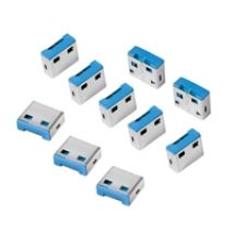 USB-A-portin lukkosarja, 10x lukko, sininen/hopea