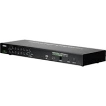KVM-kytkin 16 koneelle, USB/PS2, 19", 1U, LAN/WAN-ohjaus,musta