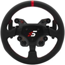 GT1-SR (Leather) Steering Wheel, musta/punainen