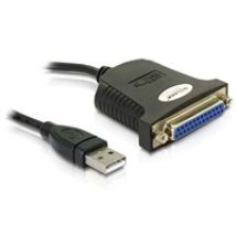 USB 1.1 -> Rinnakkaisportti -adapterikaapeli, 0,8m, musta