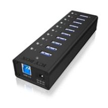 10-porttinen 3.2 Gen1 USB-A -hubi, aktiivinen, musta