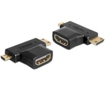 HDMI sovitin 19-pin na - Mini-HDMI/Micro-HDMI, musta