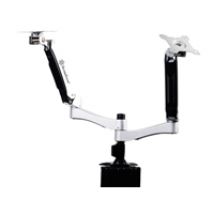 ?24" x2 Two Arm Mount Bracket, -pöytäteline kahdelle näytölle, hopea