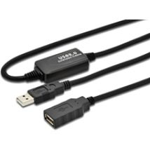 2.0 USB-A -jatkokaapeli, aktiivinen, uros-naaras, 10m, musta