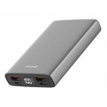 10 000mAh varavirtalähde, USB-C PD + 2x USB-A, harmaa