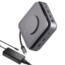 USB-C Dual 4K 11-in-1 -telakka & 140W GaN verkkovirta-adapterilla, musta
