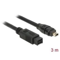 FireWire 9-pin -> 4-pin -kaapeli, 3m, musta