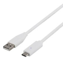2.0 USB-A - USB-C -kaapeli, 2m, valkoinen