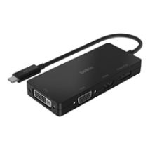 USB-C ->  HDMI, VGA, DVI, Displayport -adapteri, musta