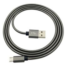 2.0 USB-A - Micro-USB -kaapeli, metallipunottu, 2,4A, 18W, 2m, musta