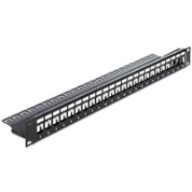 19" Keystone Patch Panel, 24-porttinen kytkentäpaneeli, musta