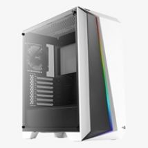 Cylon Pro Tempered Glass, ikkunallinen miditornikotelo, valkoinen/musta