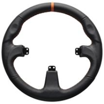Round Black Leather Rim -ohjauspyörä
