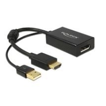 HDMI - Displayport sovitin, 4K, HDMI uros, DP naaras, musta