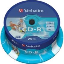 CD-R, 52x, 700 MB/80 min, 25-pakkaus, spindle, AZO, printable