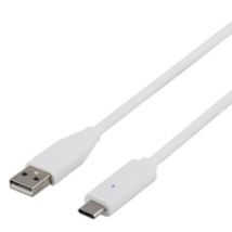 2.0 USB-A - USB-C -kaapeli, 0,25m, valkoinen