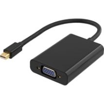 Mini DisplayPort - VGA-sovitin, jossa ääni, 0,25m, musta