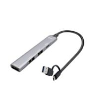 4-porttinen 3.2 Gen1 USB-A/C -hubi, 0,15m, harmaa