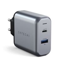 30W verkkovirtalaturi, USB-C PD + USB-A, harmaa/musta