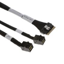 SlimSAS SFF-8654 8i -> 2x MiniSAS SFF-8643 4i -kaapeli, 1m, musta