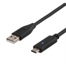 2.0 USB-A - USB-C -kaapeli, 1,5m, musta