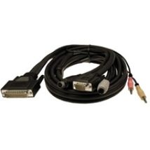 KVM-kaapeli, DB25 u > 2xPS/2 u, 1xDB15 u, 2x3,5mm u, 10m