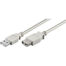 2.0 USB-A -jatkokaapeli, uros-naaras, 5m, harmaa