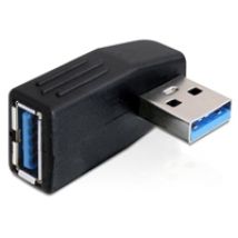 3.0 USB-A uros -> naaras -kulma-adapteri, 90° horisontaali, musta