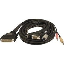 KVM-kaapeli, DB25 u > 2xPS/2 u, 1xDB15 u, 2x3,5mm u, 5m