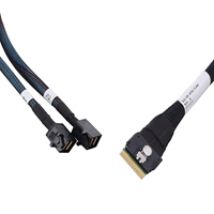 SlimSAS SFF-8654 8i -> 2x MiniSAS SFF-8643 4i -kaapeli, 0,8m, musta