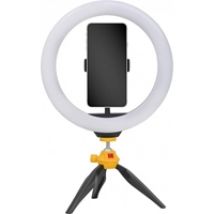 Selfie Ring Light -valorengas, valkoinen/musta/keltainen (Poistotuote! Norm. 57,4€)