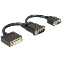 DMS-59 -> DVI-I + VGA -adapteri, 0,2m, musta