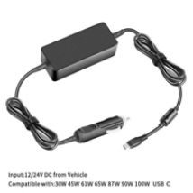 100W USB-C virta-adapteri autoon, musta