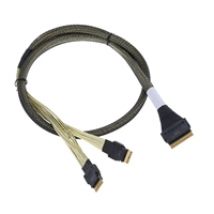 SlimSAS SFF-8654 8i -> 2x SlimSAS SFF-8654 4i -kaapeli, 0,8m, musta