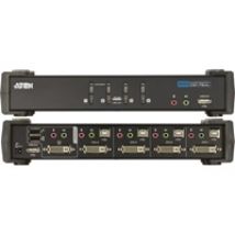 KVM-kytkin, 1 ohjaa 4 konetta, DVI/USB, + 2xUSB-porttia