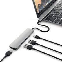 Slim USB-C -moniporttisovitin, 4K HDMI + 2 x USB 3.0, Avaruusharmaa