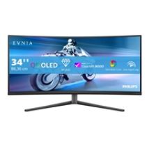 34" Evnia 6000 34M2C6500, kaareva 175Hz WQHD OLED-pelimonitori, tumma liuskekivi