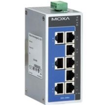 Kytkin, 8xRJ45, 10/100Mbps, 12-48V, IP30, alu, harm/si