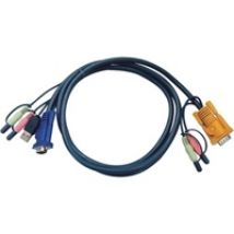KVM-kaapeli SPHD15 u/2x3,5mm u > 1xUSB A-tyyppi u/2x3,5mm u/HD15u, 2m