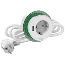 Unica System+, pöytäpistorasia 1x Schuko + USB-A 3,1A, valkoinen