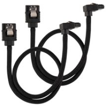 Premium Sleeved SATA 6Gbps 90° -kaapelisarja, 30cm, musta