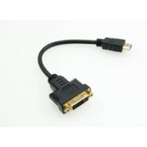 HDMI uros -> DVI naaras -adapteri, 15cm, musta