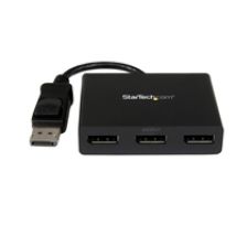 3-Port Multi Monitor Adapter, DisplayPort 1.2 MST Hub -> Dual 4K 30Hz & 1x1080p -videojakaja, musta