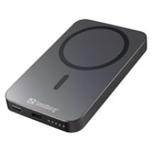 5000mAh Mag Wireless Powerbank, MagSafe/Qi langaton lataus 15W, USB-C PD 20W, musta