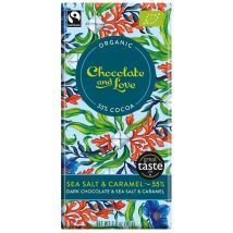 Chocolate & Love Organic Fairtrade Sea Salt & Caramel 55% Dark Chocolate Bar - 80g
