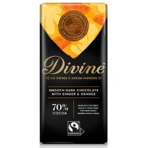 Divine 70% Dark Chocolate with Ginger & Orange - 90g